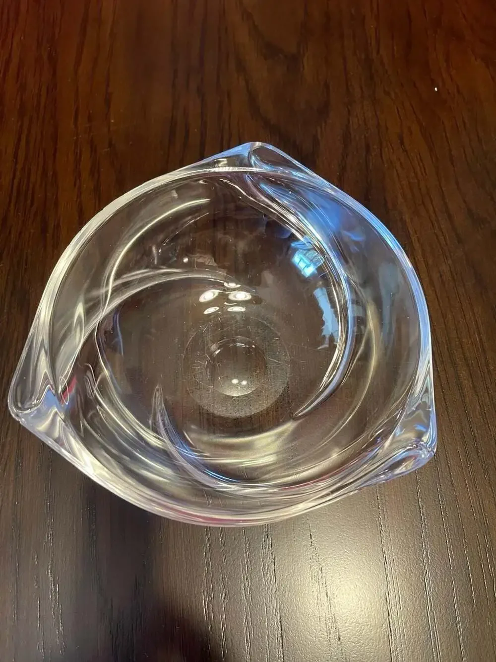 Val St. Lambert Belgium Crystal Romy Pattern 6.5” Trefoil Swirl Bowl 1961-1972